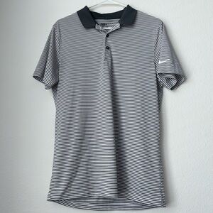 Nike Golf Small Striped Polo Shirt with Grey Collar